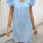 Ruffled Notched Cap Sleeve Mini Dress