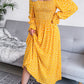 Smocked Square Neck Flounce Sleeve Dress