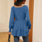 V-Neck Lantern Sleeve Blouse