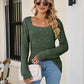 Square Neck Ribbed Long Sleeve T-Shirt