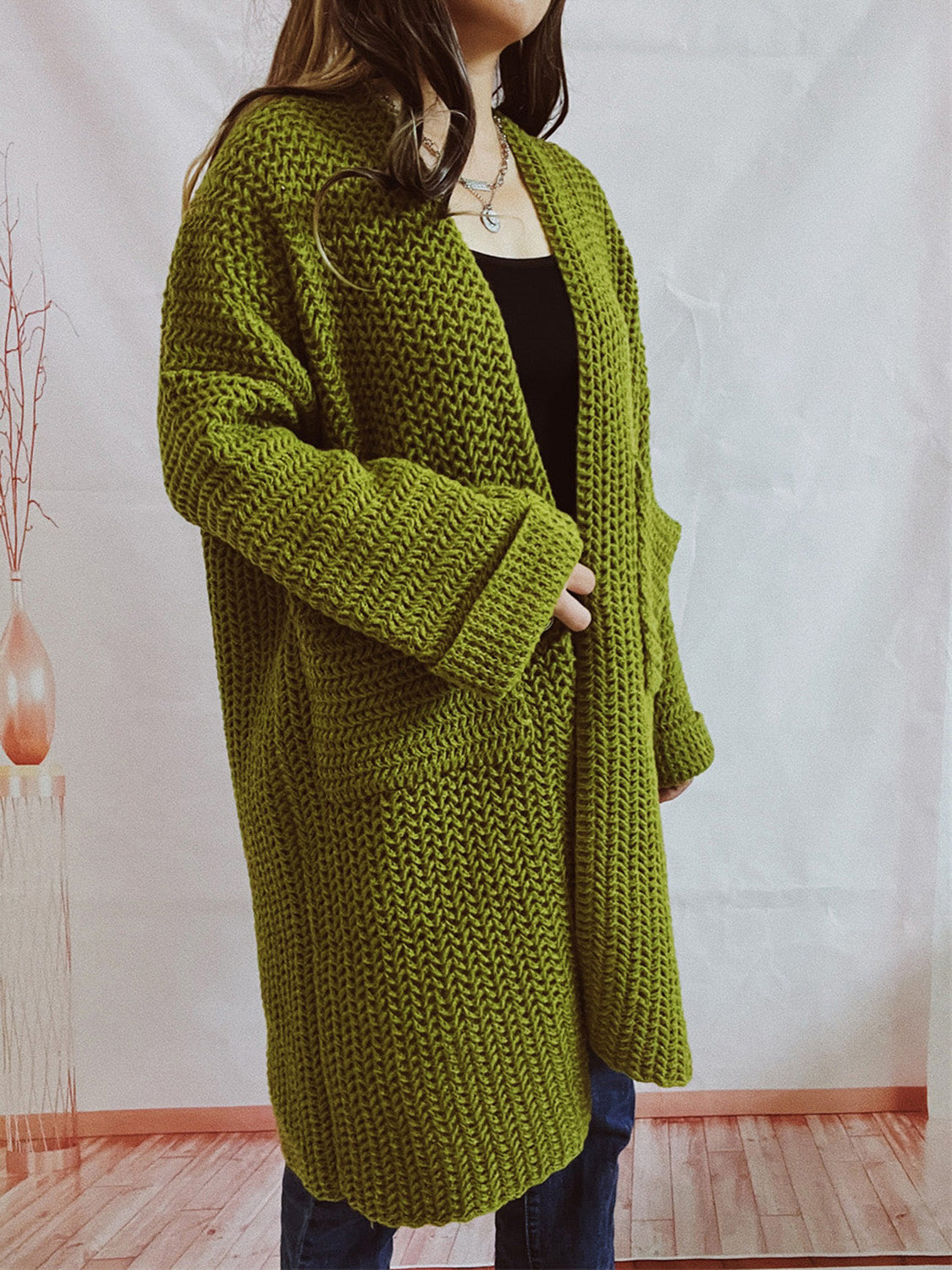 Open Front Cardigan with Pockets