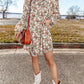 Floral Round Neck Long Sleeve Dress