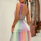 Gradient Tie-Shoulder Layered Dress