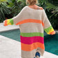 Color Block V-Neck Long Sleeve Sweater Dress