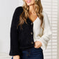 Angel Wings Woven Right Contrast Button-Front V-Neck Cardigan