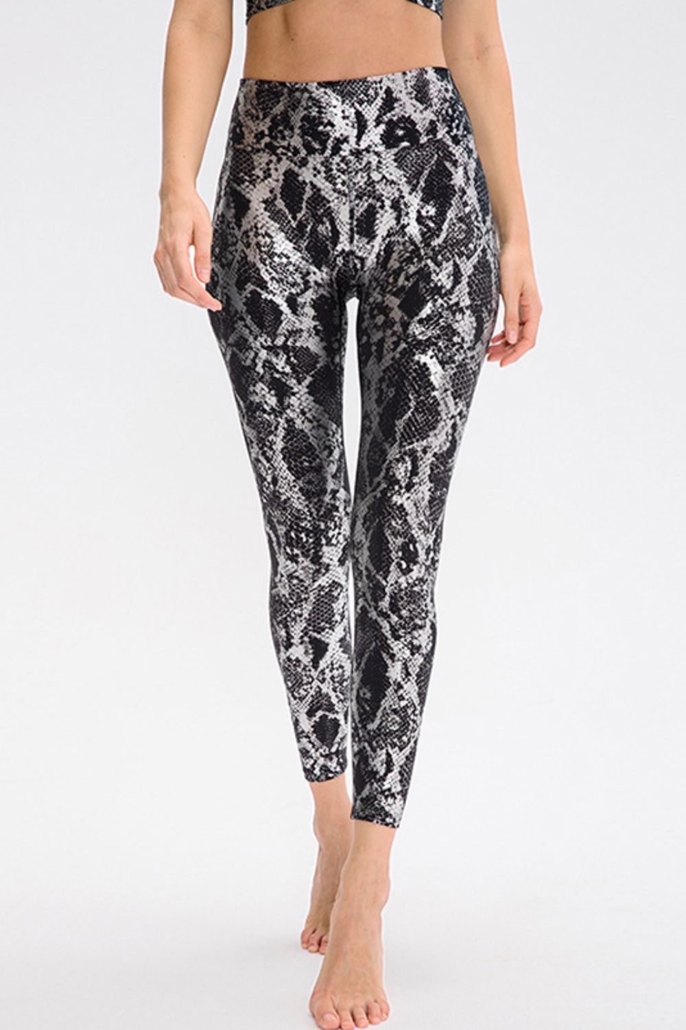 Snakeskin Slim Fit Wide Waistband Long Leggings