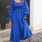 Smocked Ruffle Hem Flounce Sleeve Dress