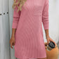 Striped Round Neck Long Sleeve Mini Dress