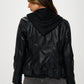 Coalition LA Double Zip Hooded Long Sleeve Jacket in Black