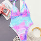 Tie-Dye Halter Neck One-Piece Swimsuit