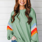 Contrast Round Neck Long Sleeve Sweatshirt