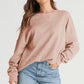 Waffle-Knit Long Sleeve Sweatshirt