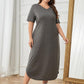 Plus Size Pocketed V-Neck Short Sleeve Lounge Dress