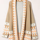 Geometric Open Front Long Sleeve Cardigan