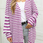 Striped Button Up Long Sleeve Cardigan