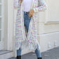 Multicolored Open Front Fringe Hem Cardigan