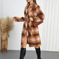 Tied Plaid Collared Neck Coat