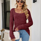 Square Neck Ribbed Long Sleeve T-Shirt