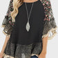 Full Size Frill Printed Round Neck Half Sleeve Blouse