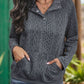 Textured Quarter Snap Long Sleeve Sweatshirt