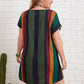 Plus Size Striped Short Sleeve Mini Dress