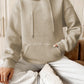 Textured Drawstring Drop Shoulder Hoodie