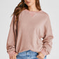 Waffle-Knit Long Sleeve Sweatshirt