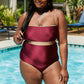 Marina West Swim Wave Break Contrast Trim One-Piece in Wine