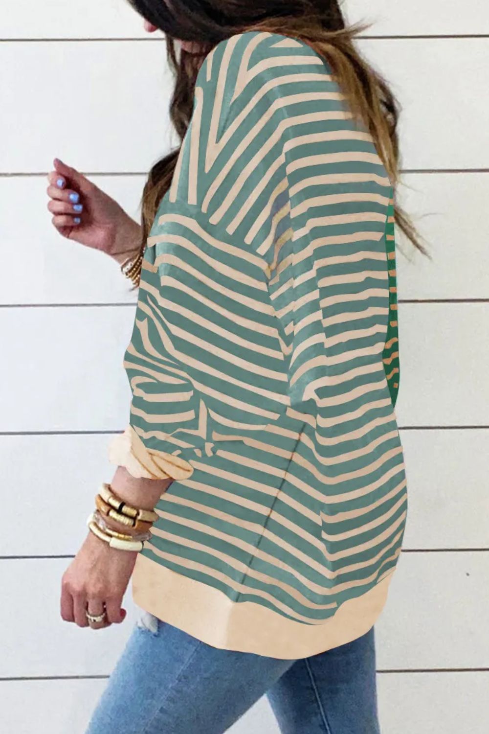 Contrast Striped Long Sleeve Sweatshirt