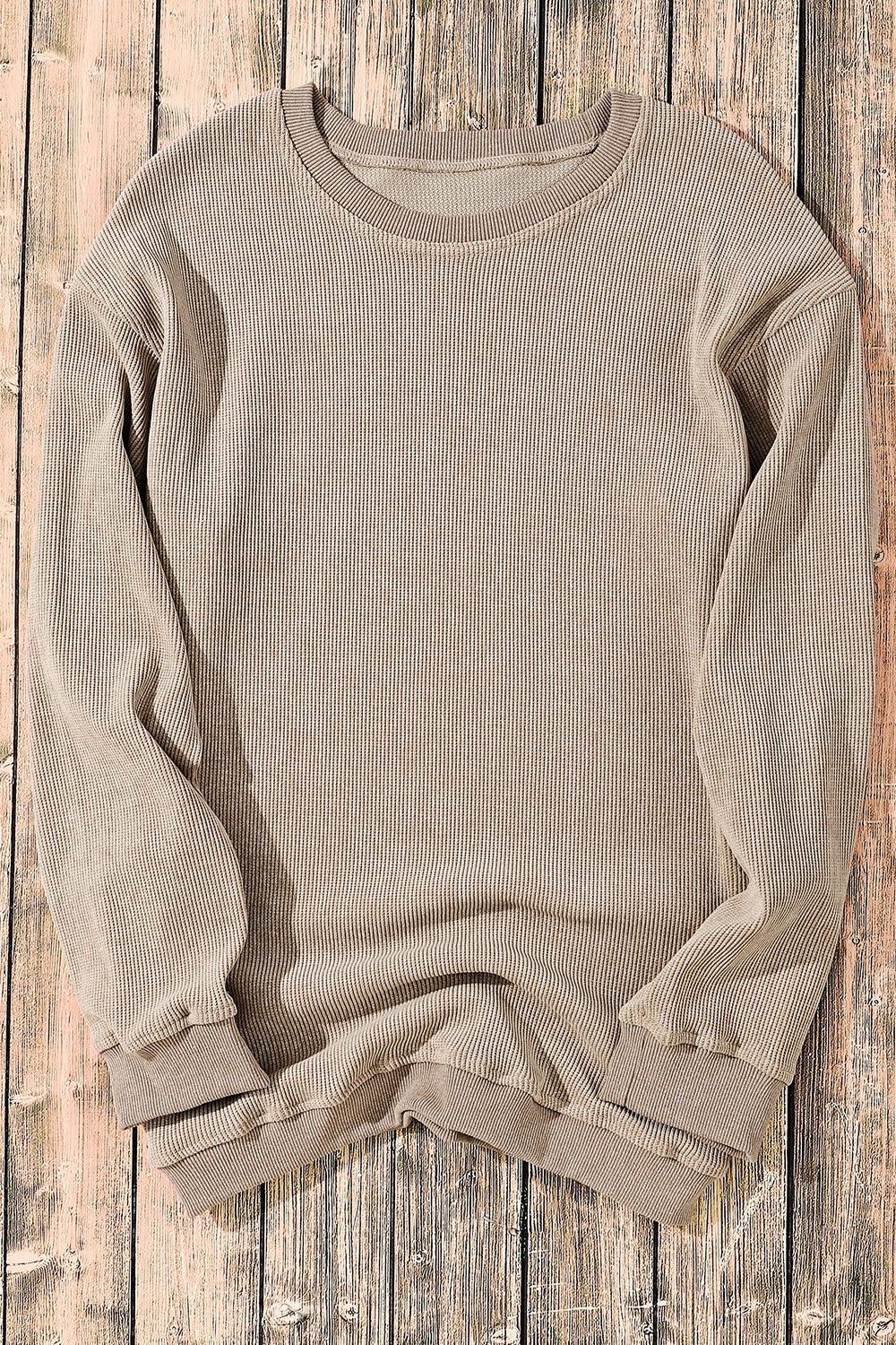 Round Neck Ribbed Sweatshirt