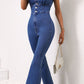 V-Neck Sleeveless Denim Jumpsuit