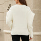 Woven Right Puff Sleeve V-Neck Fuzzy Cardigan