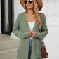 Pocketed Open Front Long Sleeve Cardigan