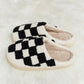 Melody Checkered Print Plush Slide Slippers