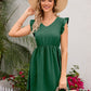 Swiss Dot Ruffled V-Neck Dress