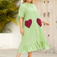 Plus Size Frill Heart Striped Half Sleeve Dress