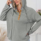 Drawstring Quarter Snap Long Sleeve Hoodie