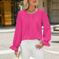 Round Neck Flounce Sleeve Top