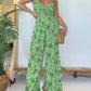 Full Size Printed Spaghetti Strap Wide Leg Jumpsuit