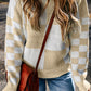 Checkered Round Neck Drop Shoulder Sweater