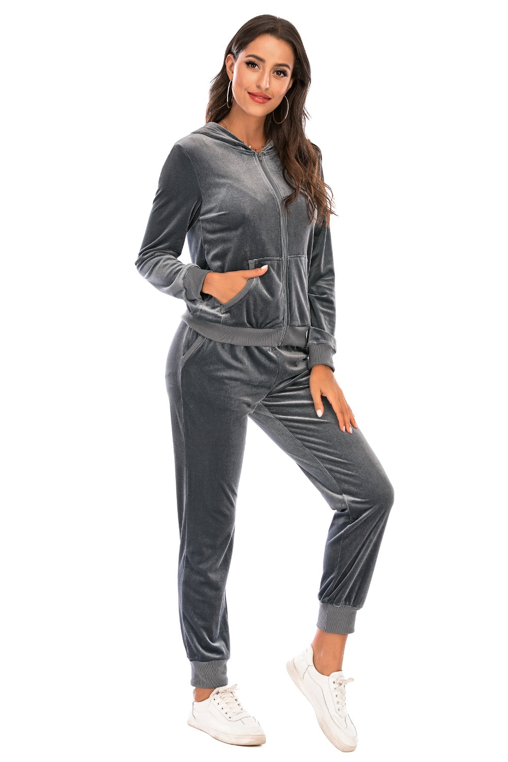 Zip-Up Hooded Jacket & Pants Set