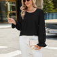 Round Neck Flounce Sleeve Top