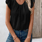 Ruched Round Neck Cap Sleeve Blouse