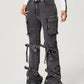 Bow Tied Mid Rise Jeans with Cargo Pockets