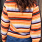 Contrast Striped Half Snap Long Sleeve Sweatshirt