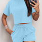 Round Neck Short Sleeve Top & Shorts Set