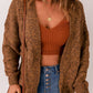 Waffle-Knit Open Front Dropped Shoulder Sweater