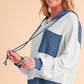 Corded Color Block Drawstring Hoodie