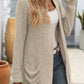 Open Front Long Sleeve Ribbed Cardigan