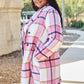 Double Take Full Size Plaid Button Up Lapel Collar Coat